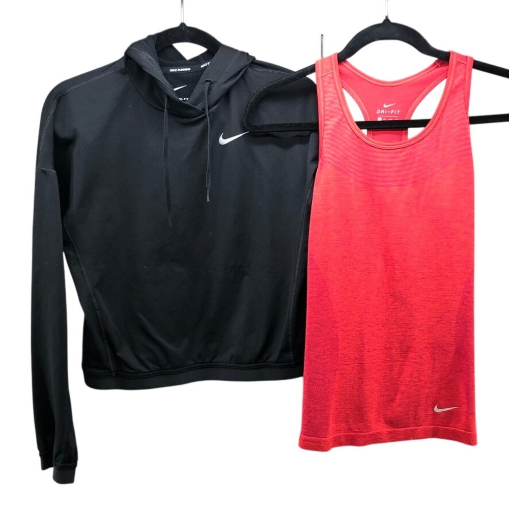 Nike Hoodie and Tank Top Set Womens XS Black Red Therma-FIT Dri-FIT Running